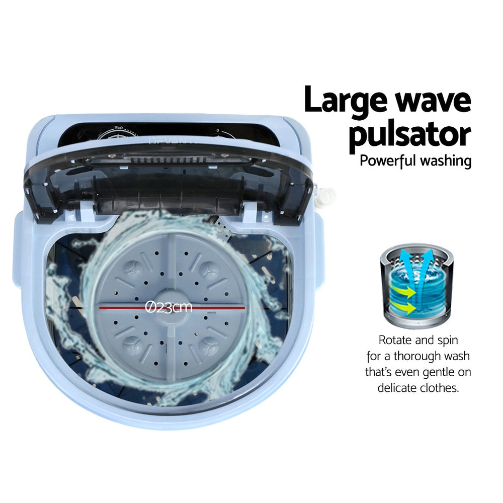 Devanti Portable Washing Machine for Small Loads | 3kg Capacity | Black
