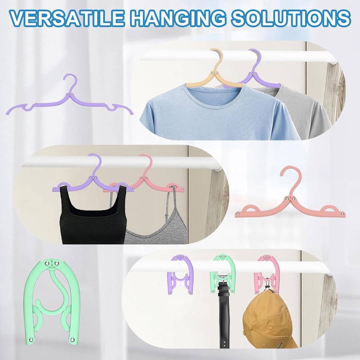 10-Piece Travel Clothes Hanger - Portable Folding Clothes Hanger - Folding Clothes Rack