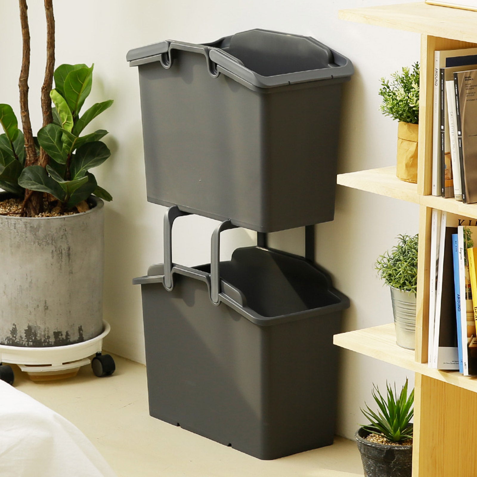 Stackable Laundry Baskets | 2 Piece Set | Dark Grey
