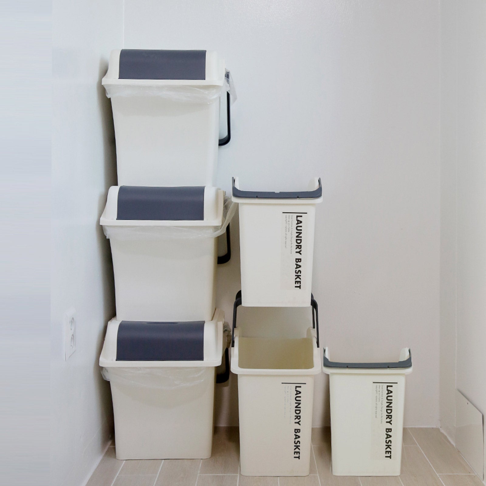 Stackable Laundry Baskets | 2 Piece Set | Ivory