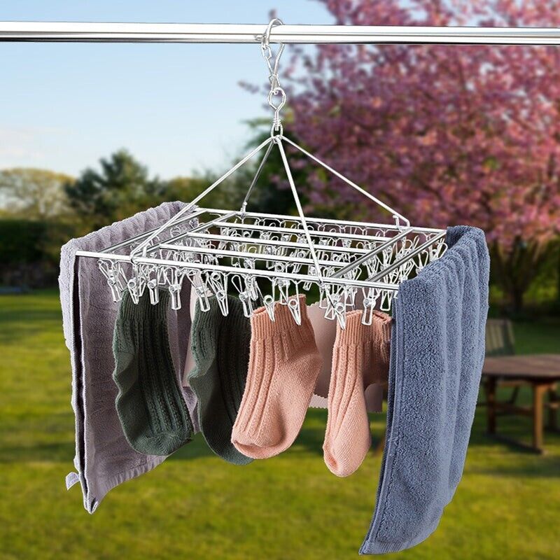 Stainless Steel Laundry Peg Hanger for Socks & Delicates – 55 Pegs