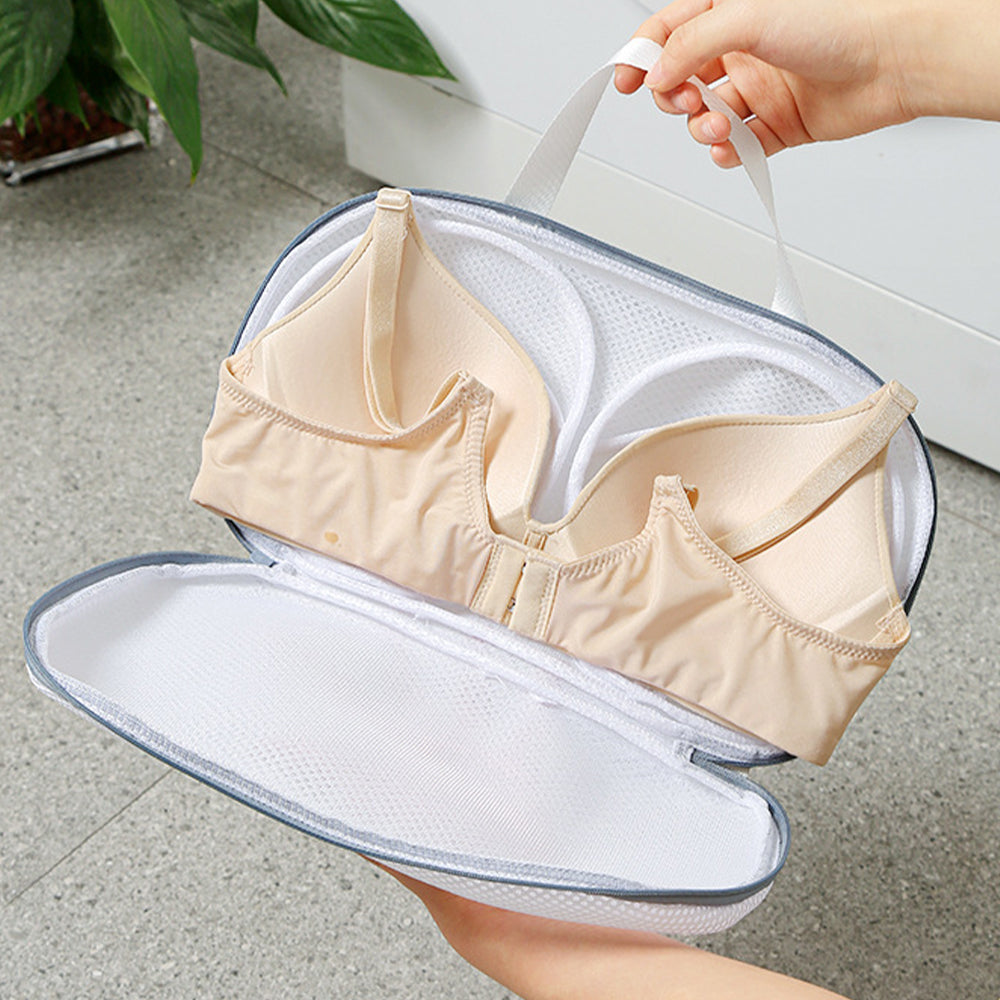 Vibe Geeks High Permeability Mesh Bra-shaped Lingerie Laundry Bags with Handle and Zipper - Blue