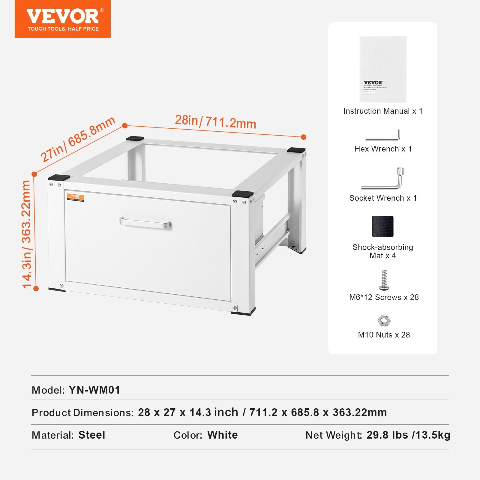 Laundry Pedestal Washer And Dryer Base Stand