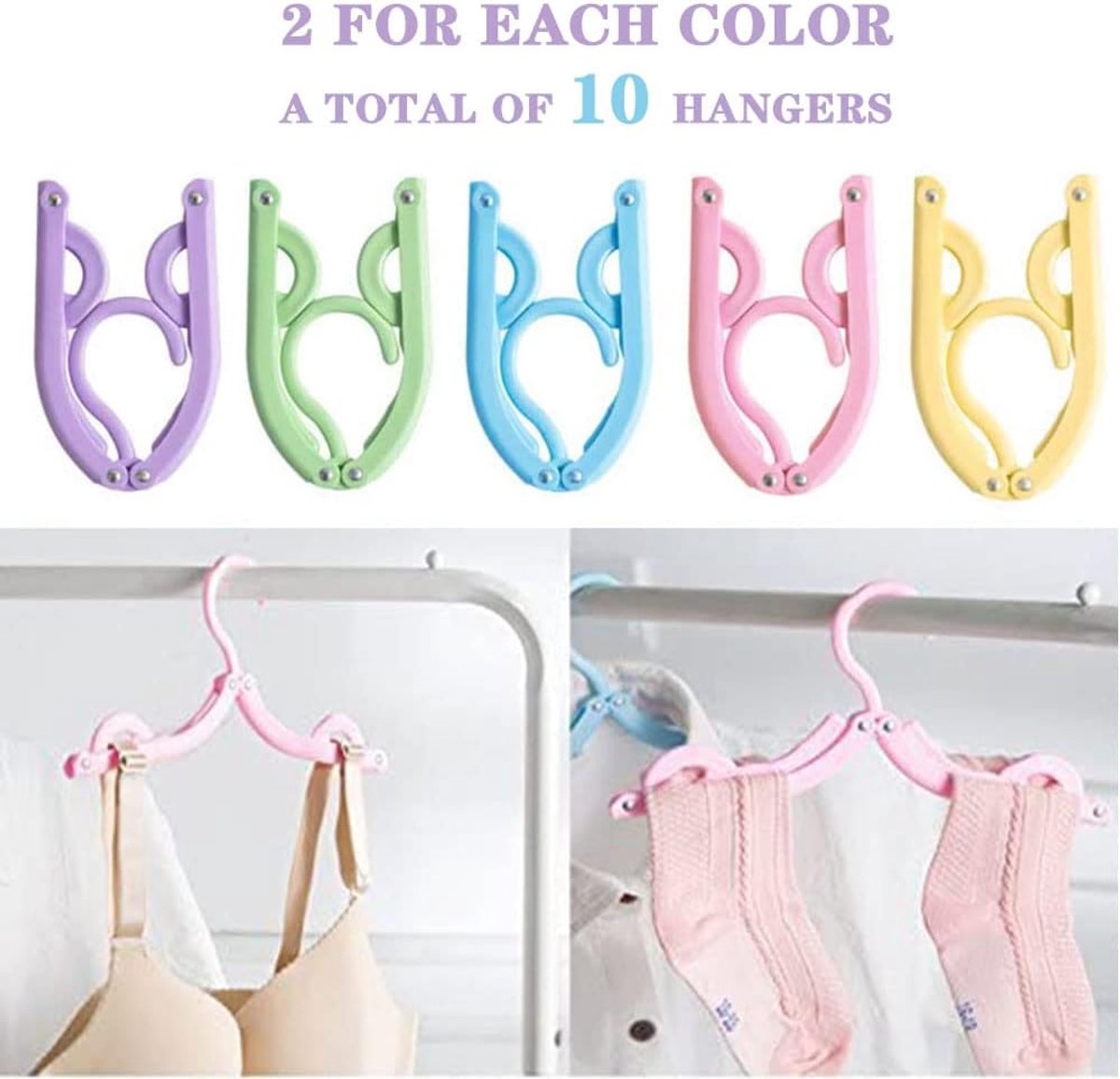 10-Piece Travel Clothes Hanger - Portable Folding Clothes Hanger - Folding Clothes Rack