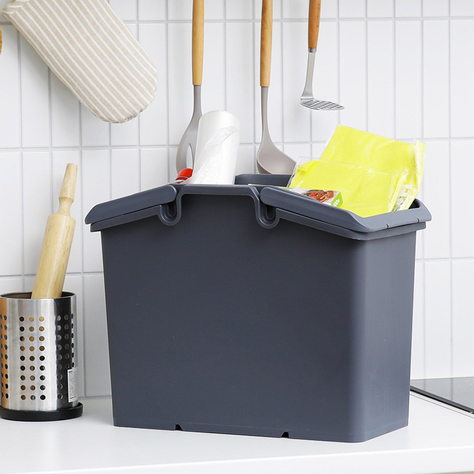 Stackable Laundry Baskets | 2 Piece Set | Dark Grey