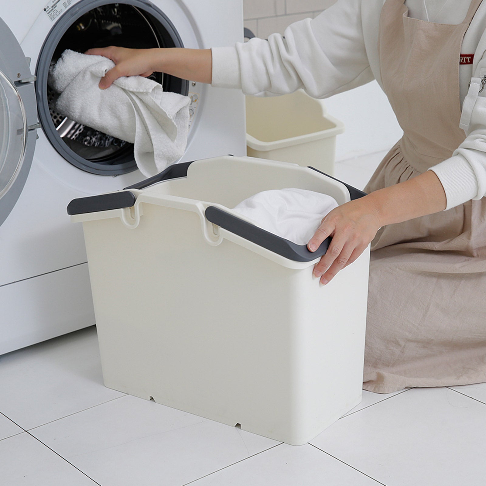 Stackable Laundry Baskets | 2 Piece Set | Ivory