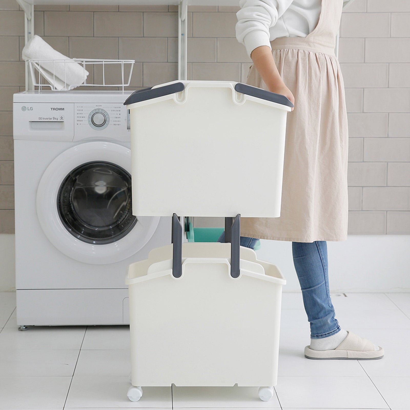 Stackable Laundry Baskets | 2 Piece Set | Ivory