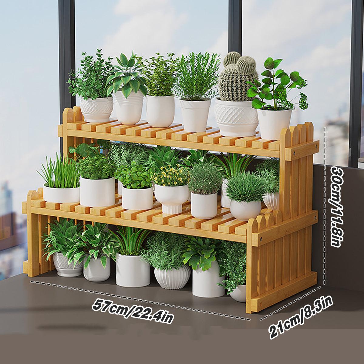 2-Tier Bamboo Storage Stand for Small Laundries | Stepped Design