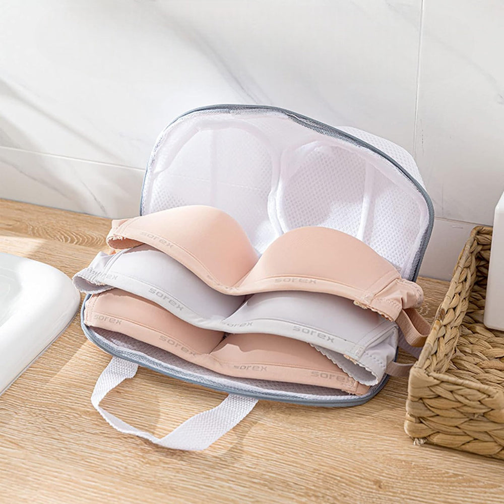 Vibe Geeks High Permeability Mesh Bra-shaped Lingerie Laundry Bags with Handle and Zipper - Blue