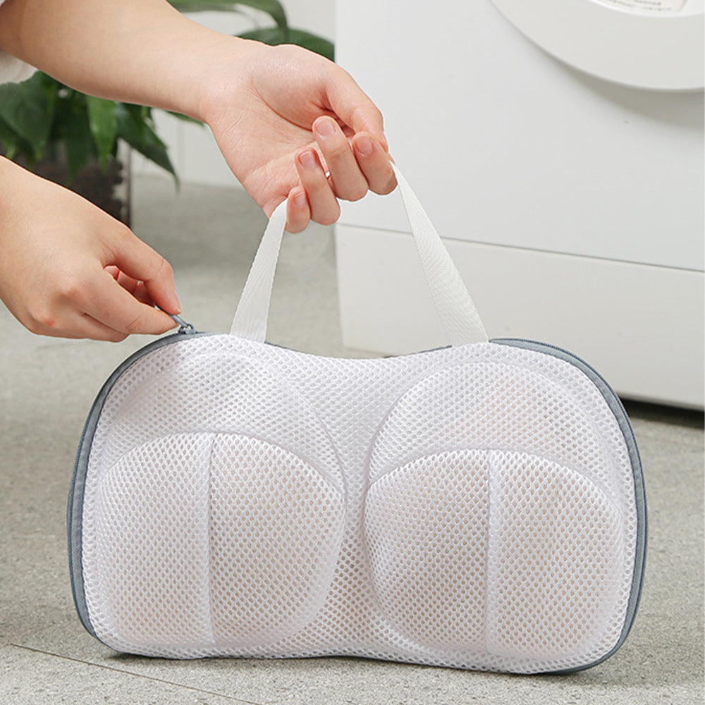 Vibe Geeks High Permeability Mesh Bra-shaped Lingerie Laundry Bags with Handle and Zipper - Blue