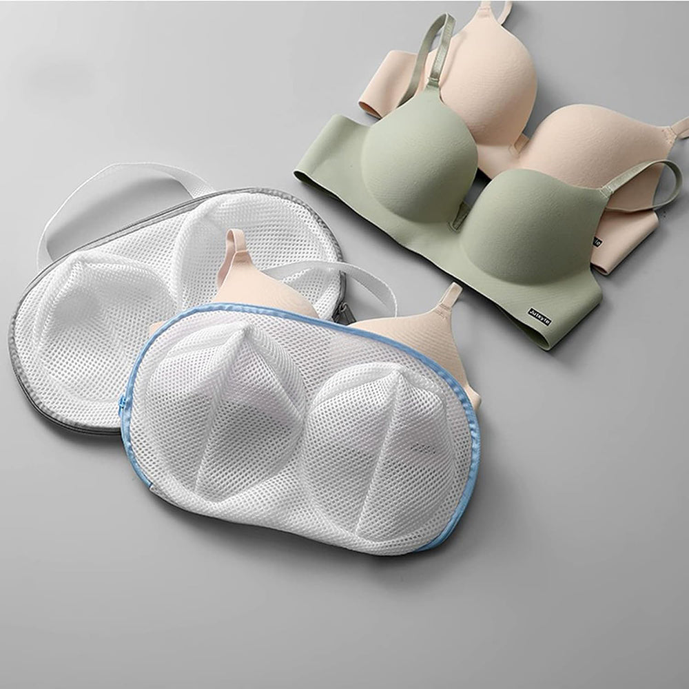 Vibe Geeks High Permeability Mesh Bra-shaped Lingerie Laundry Bags with Handle and Zipper - Blue