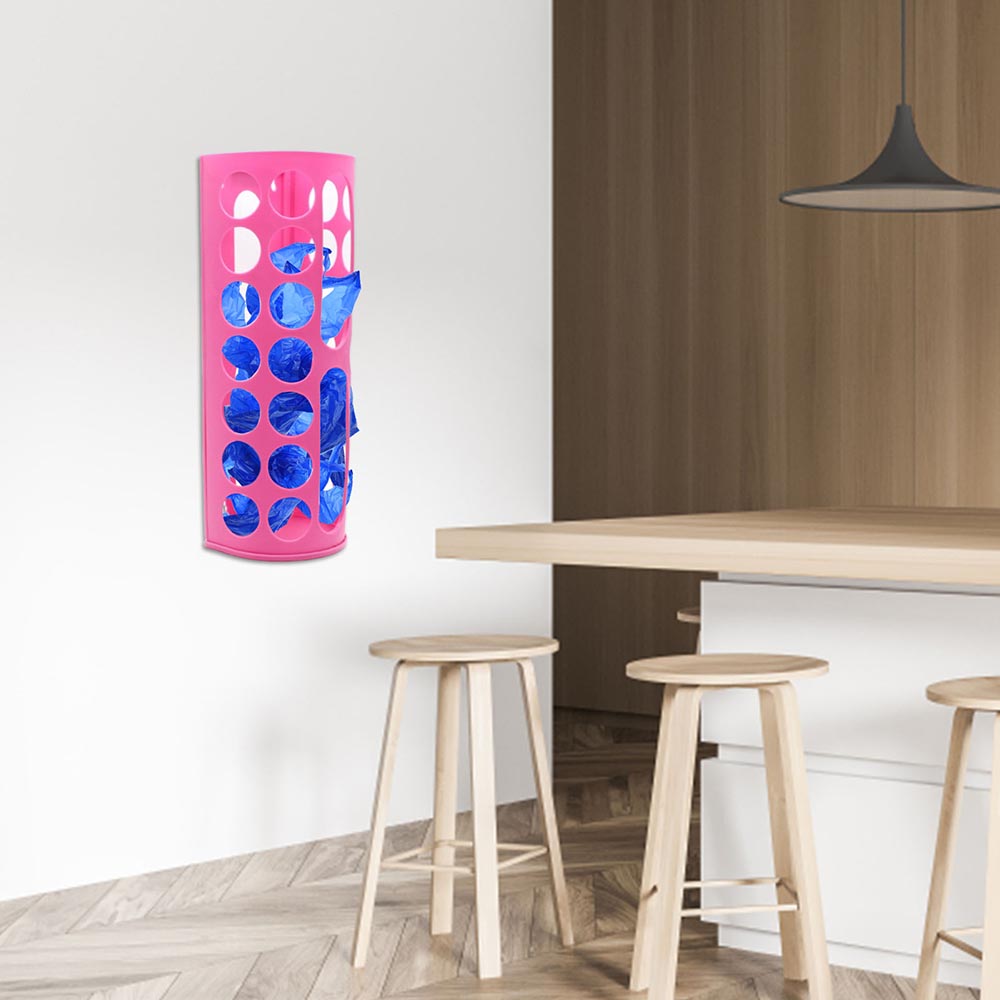 Vibe Geeks Handy Laundry Grocery Bag Storage Holder - Pink
