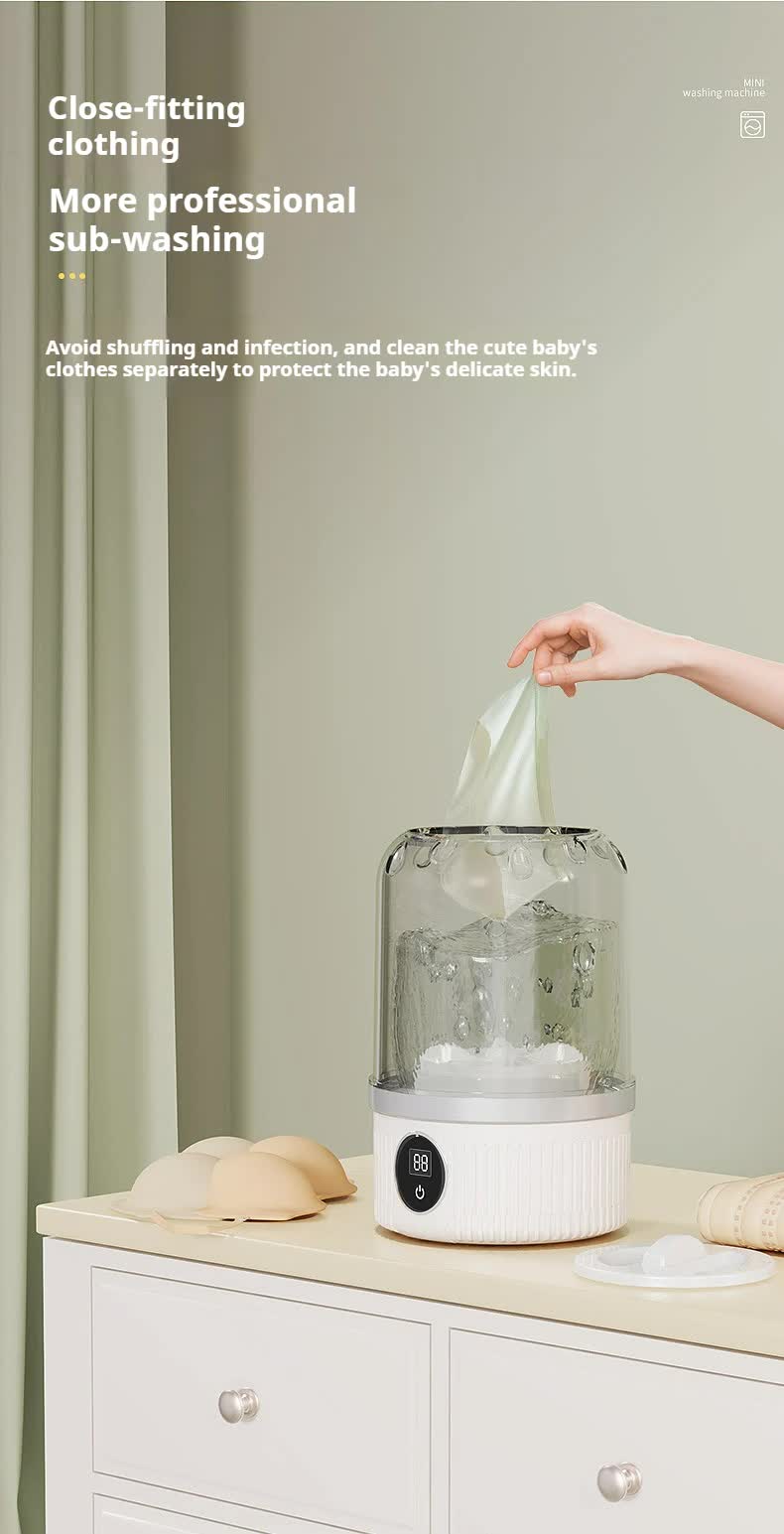 Rechargeable Portable Mini Washing Machine for Delicates & Socks USB-C | White