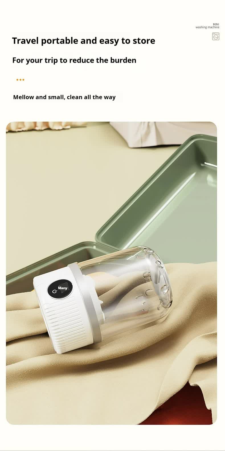 Rechargeable Portable Mini Washing Machine for Delicates & Socks USB-C | White