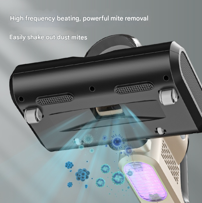Khaki High-Power Wireless UV Sterilization Mite Removal Vacuum Cleaner - Powerful Suction and Deep Cleaning for Home Use